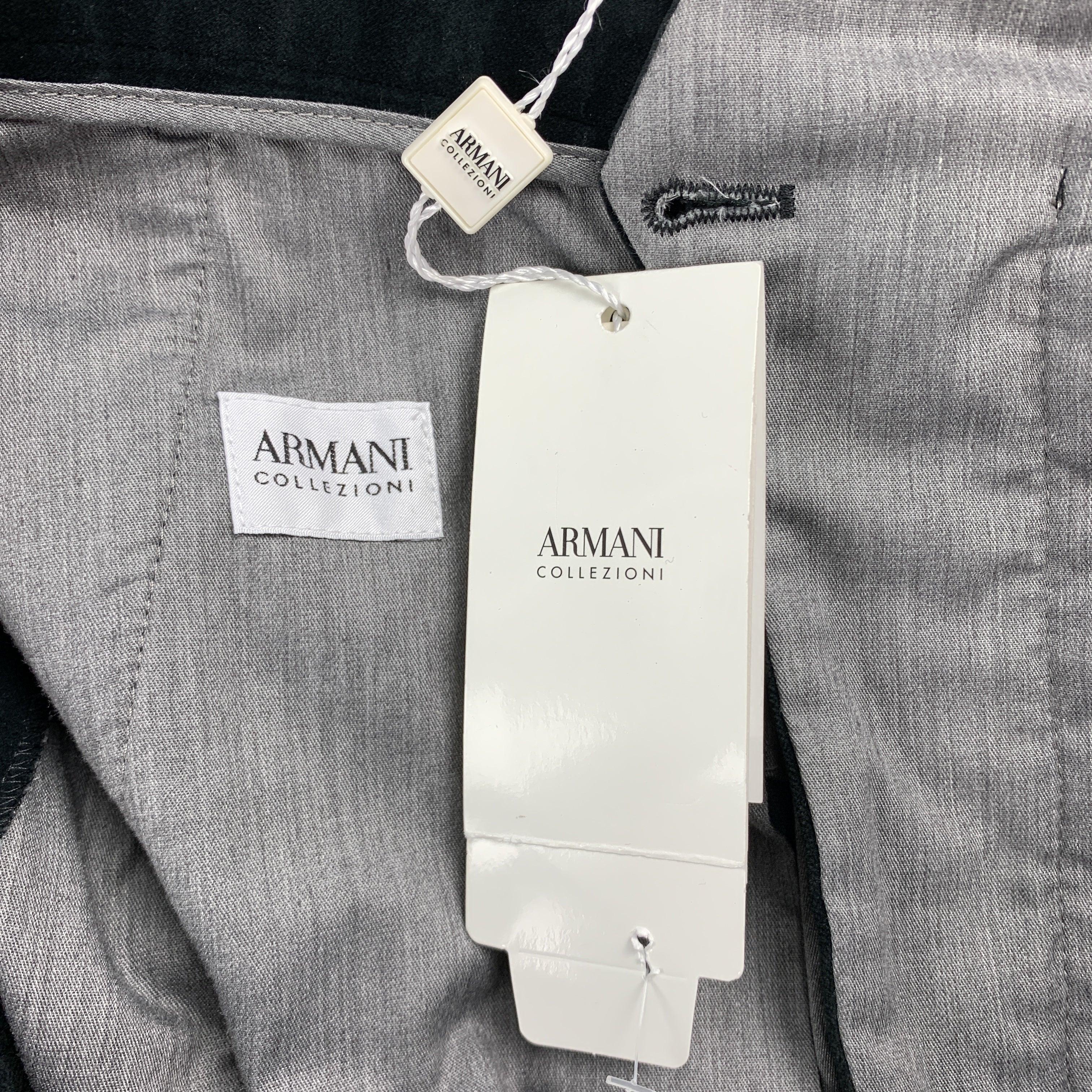 Men's ARMANI COLLEZIONI Size 32 Black Cotton Zip Fly Dress Pants For Sale