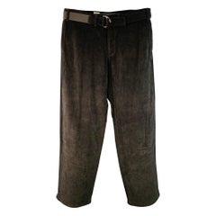ARMANI COLLEZIONI Size 34 Black Velvet Belted Casual Pants