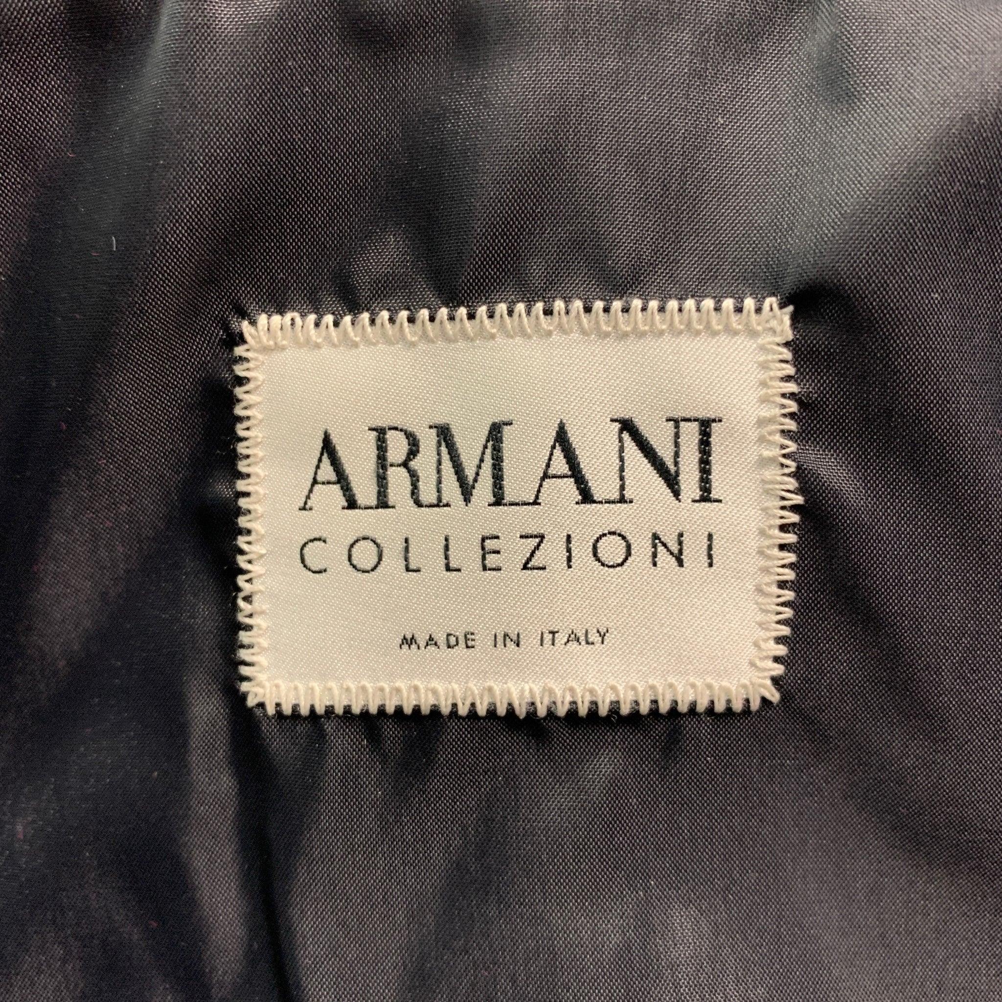 Men's ARMANI COLLEZIONI Size 38 Black Solid Leather Drawstring Jacket