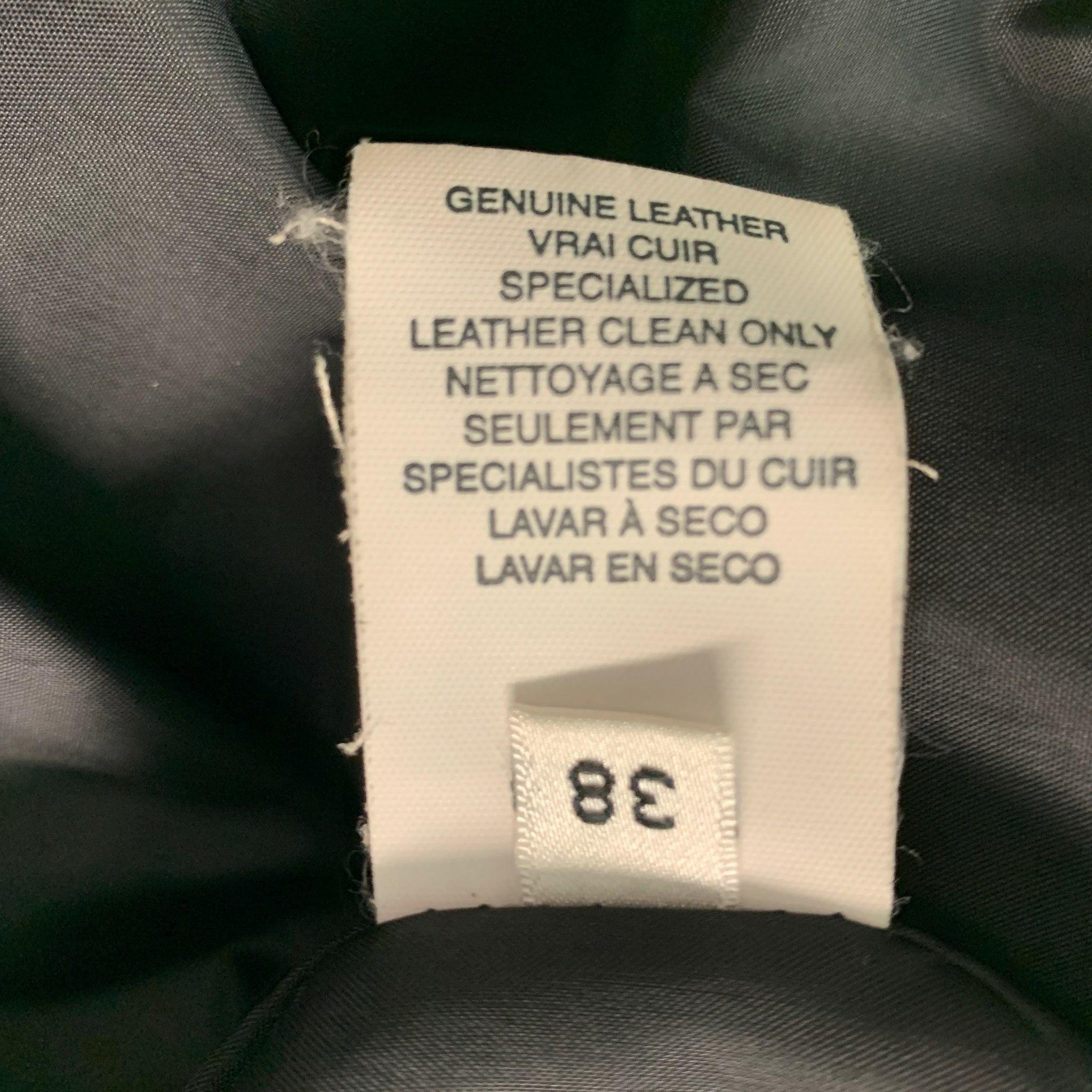 ARMANI COLLEZIONI Size 38 Black Solid Leather Drawstring Jacket 1
