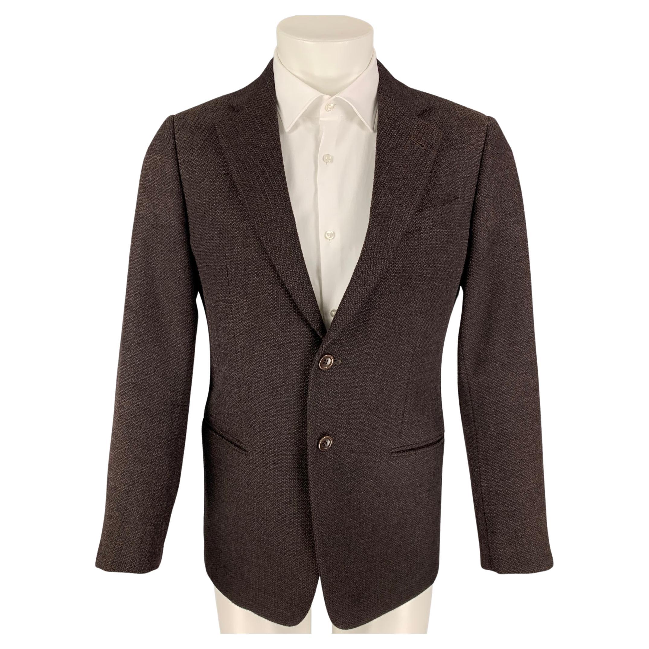 ARMANI COLLEZIONI Size 12 Green & White Woven Textured Cotton / Polyester Jacket main image 0