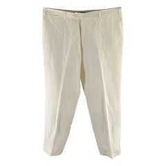 ARMANI COLLEZIONI Size 38 Cream Linen Silk Relaxed Fit Casual Pants (Pantalon décontracté en lin et soie)