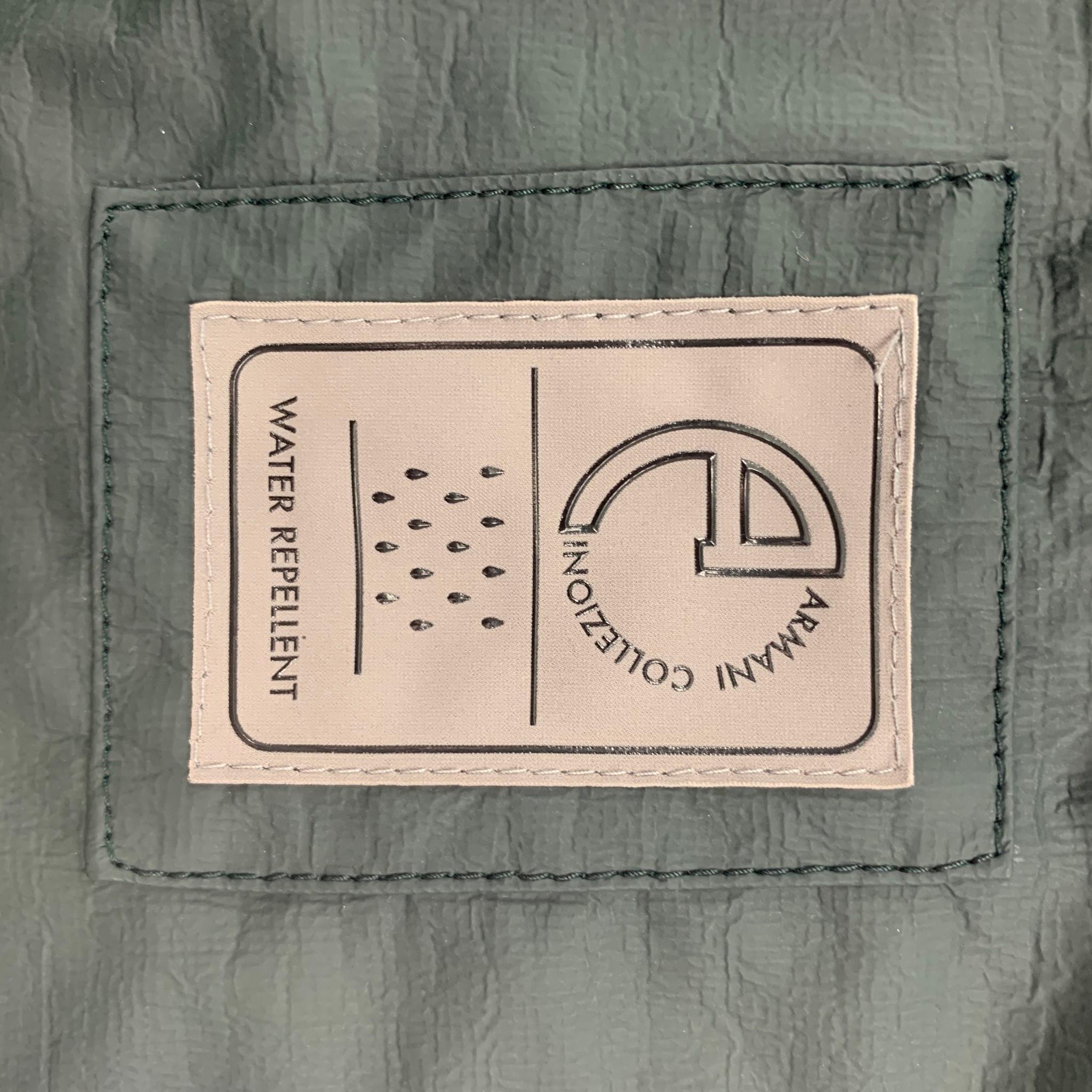 ARMANI COLLEZIONI Taglia 38 Giacca con zip in polietilene verde scuro idrorepellente 1