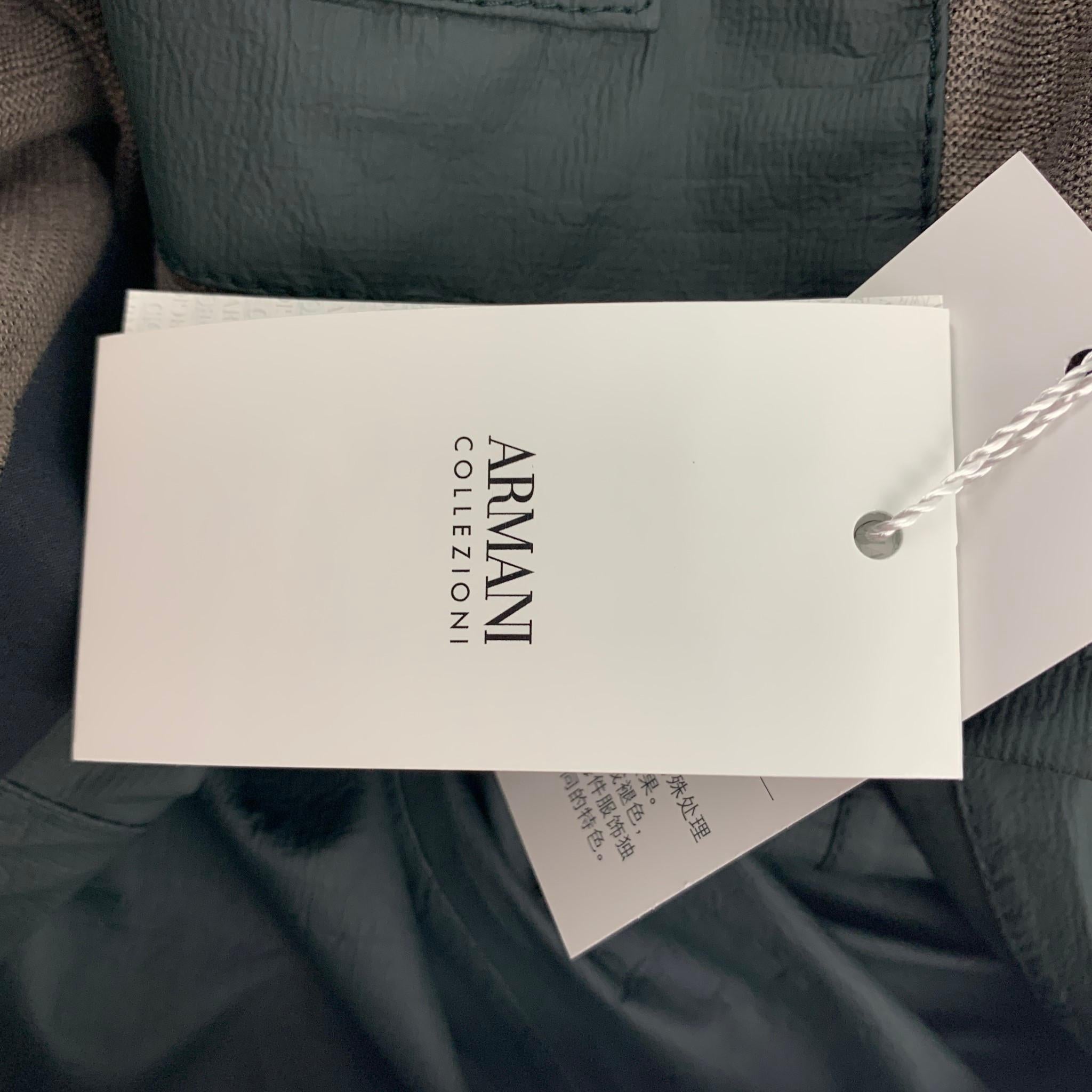 ARMANI COLLEZIONI Taglia 38 Giacca con zip in polietilene verde scuro idrorepellente 3