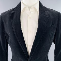 ARMANI COLLEZIONI Size 38 Regular Black Velvet Cotton Sport Coat