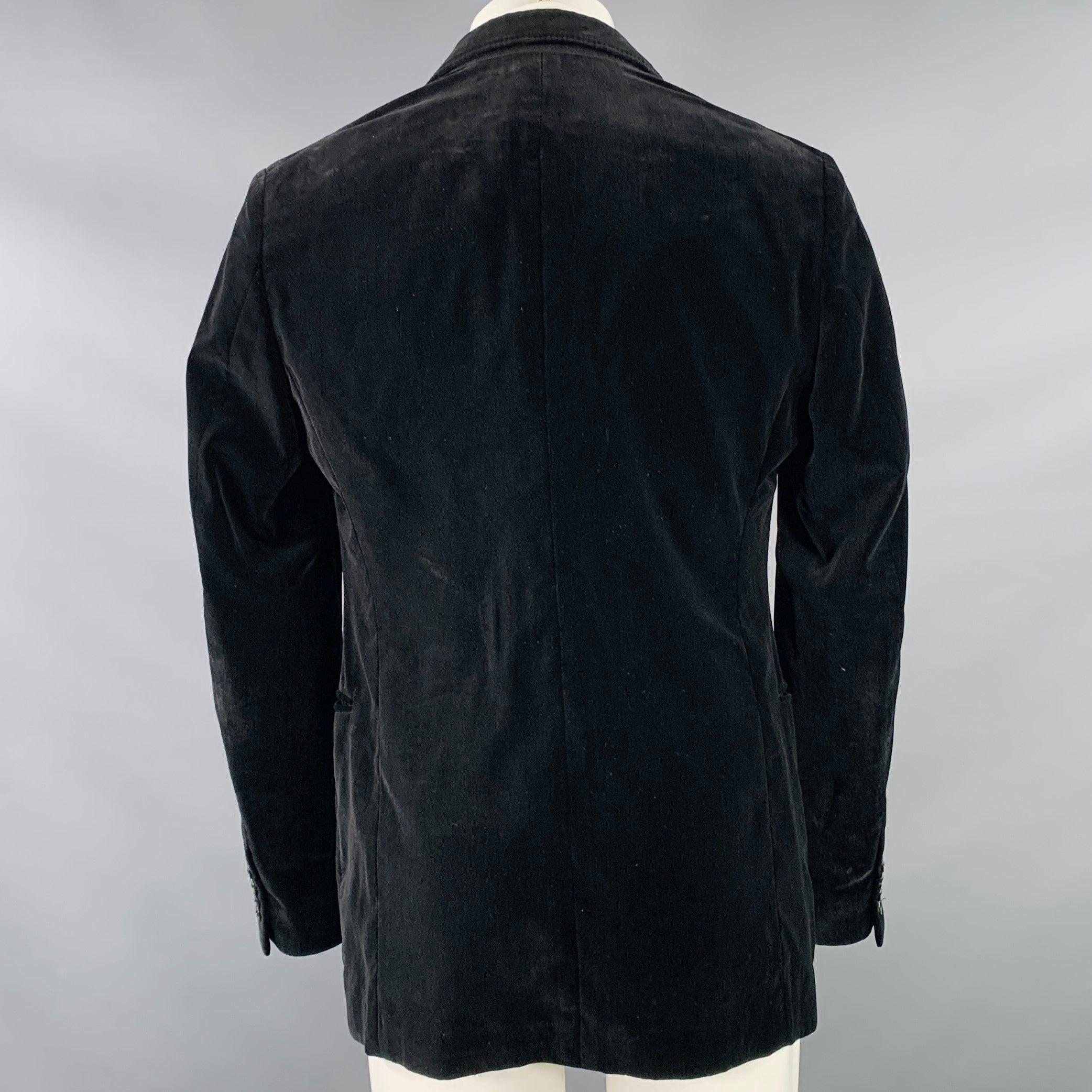 ARMANI COLLEZIONI Größe 38 Regular Schwarzer Sportmantel aus Samt und Baumwolle Herren im Angebot