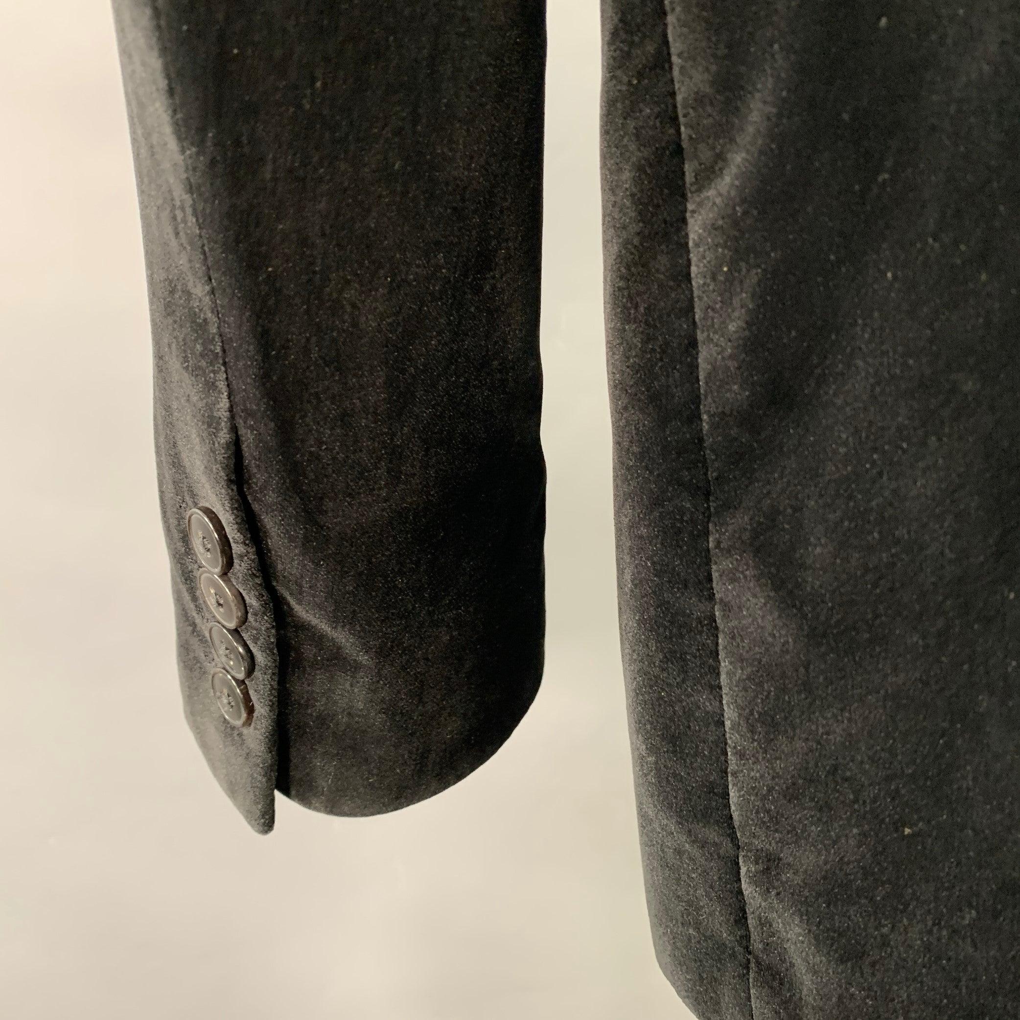 ARMANI COLLEZIONI Größe 38 Regular Schwarzer Sportmantel aus Samt und Baumwolle im Angebot 1
