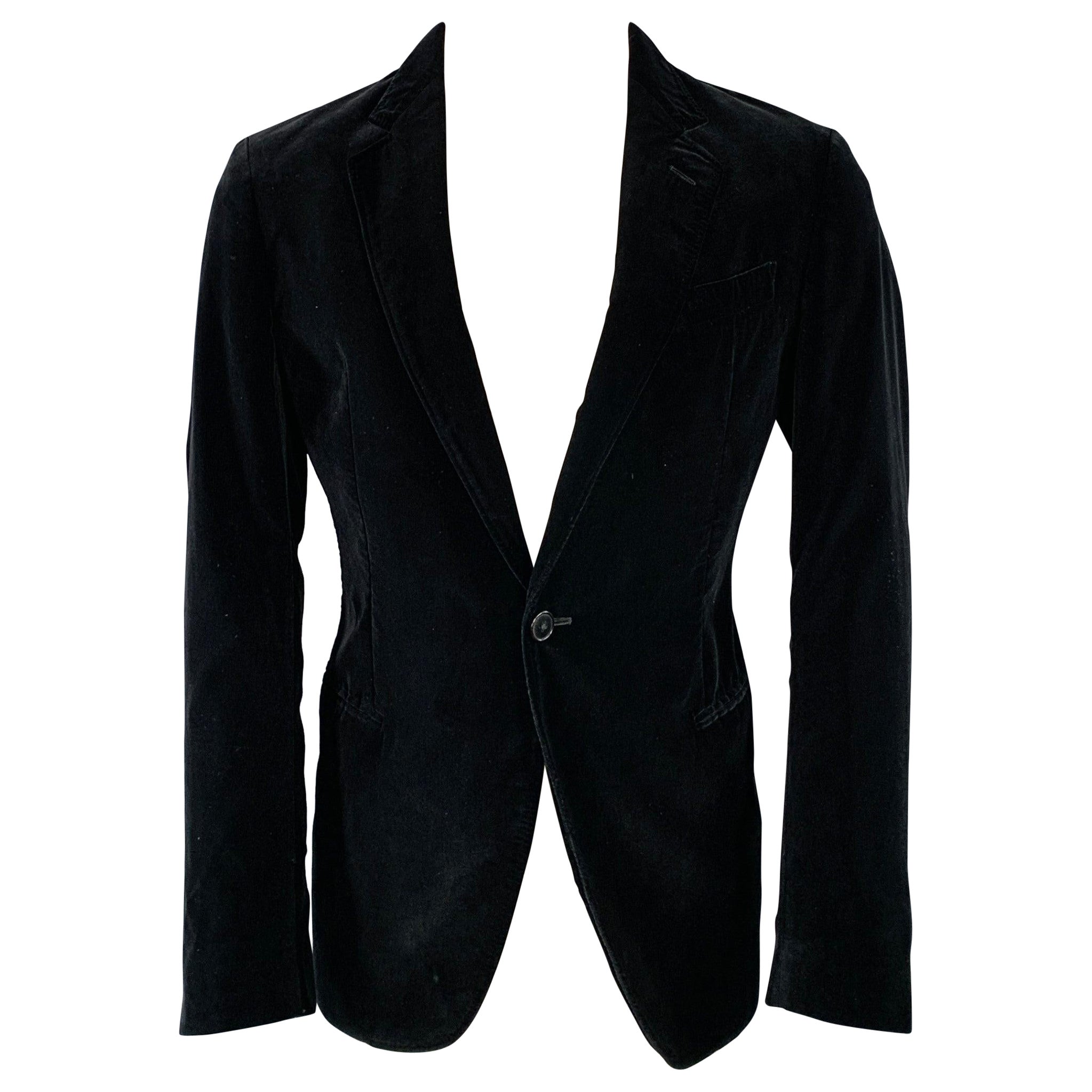 ARMANI COLLEZIONI Talla 38 Regular Abrigo deportivo de algodón y terciopelo negro
