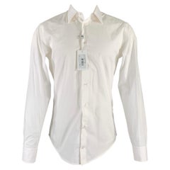 ARMANI COLLEZIONI Talla 39 Camisa blanca de algodón con botones y manga larga
