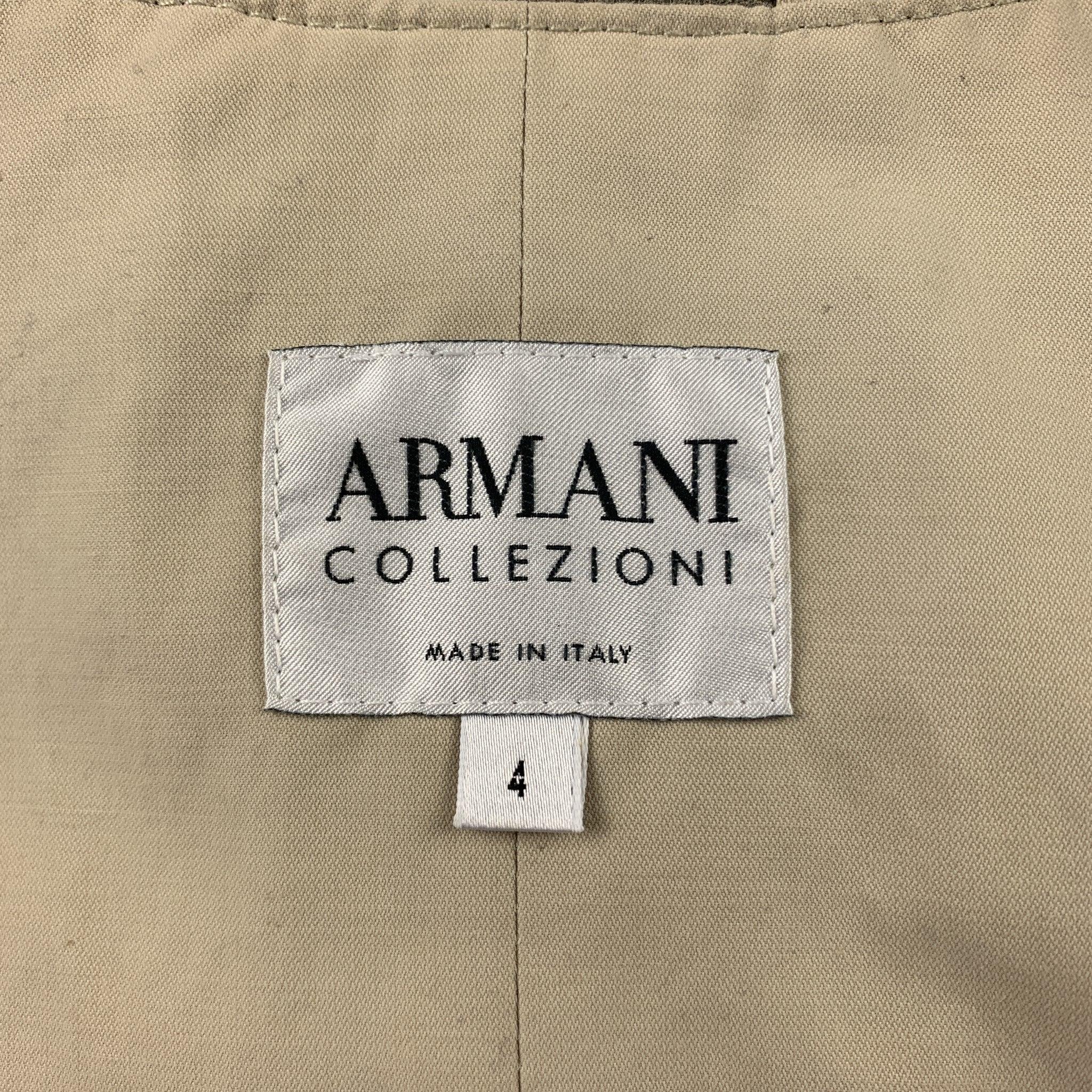 ARMANI COLLEZIONI Size 4 Beige Cotton Blend Belted Coat For Sale 1
