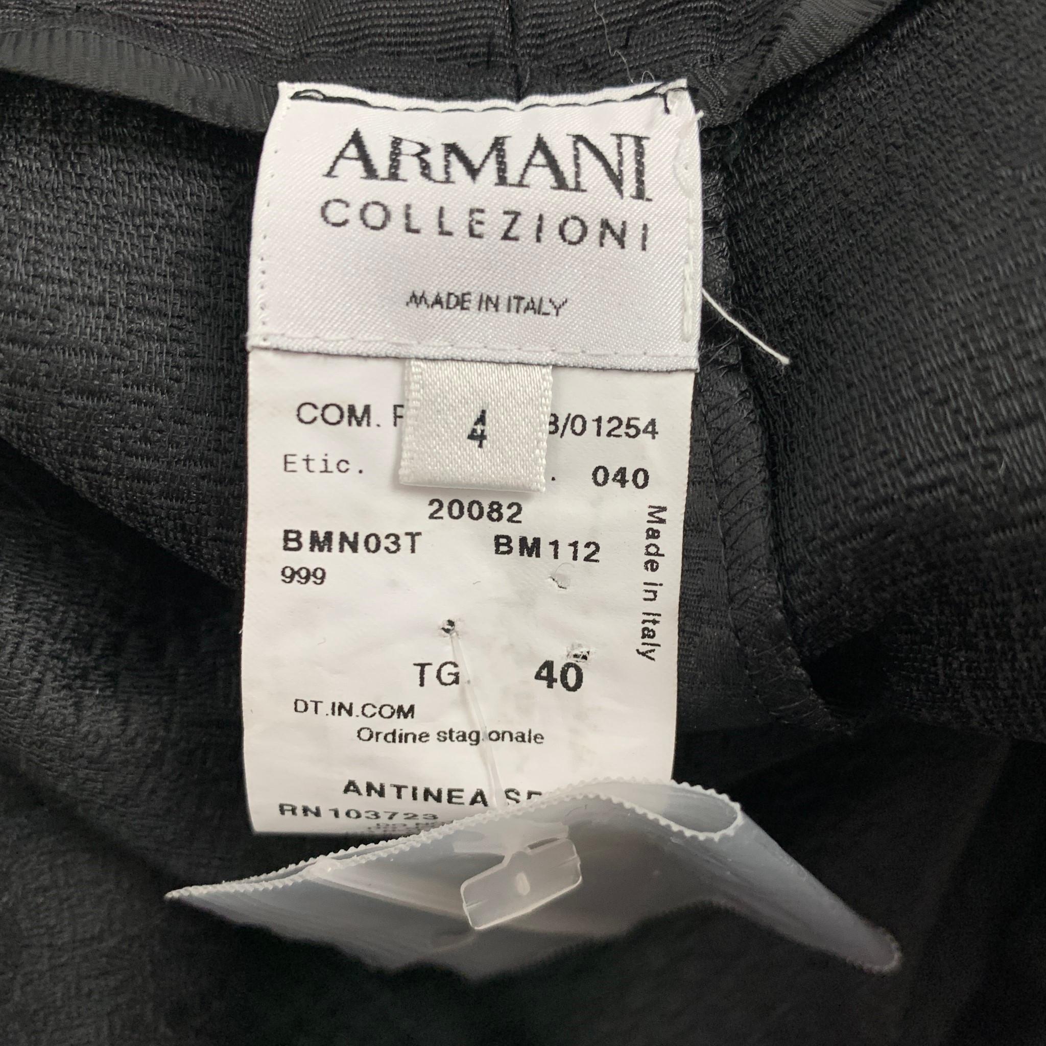 Women's ARMANI COLLEZIONI Size 4 Black Acetate Blend Embossed Pleated Skirt