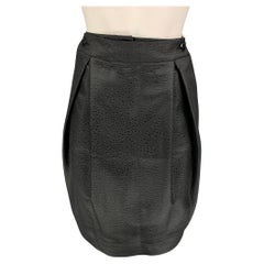 ARMANI COLLEZIONI Size 4 Black Acetate Blend Embossed Pleated Skirt