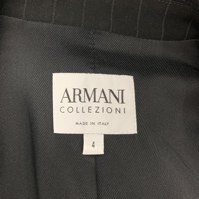 ARMANI COLLEZIONI Size 4 Black Pinstriped Cropped Blazer Jacket For ...