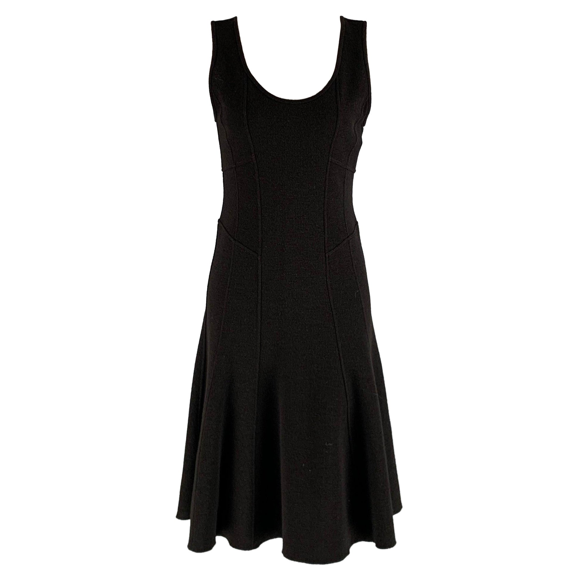 ARMANI COLLEZIONI Größe 4 Schwarzes ärmelloses Kleid aus Wolle