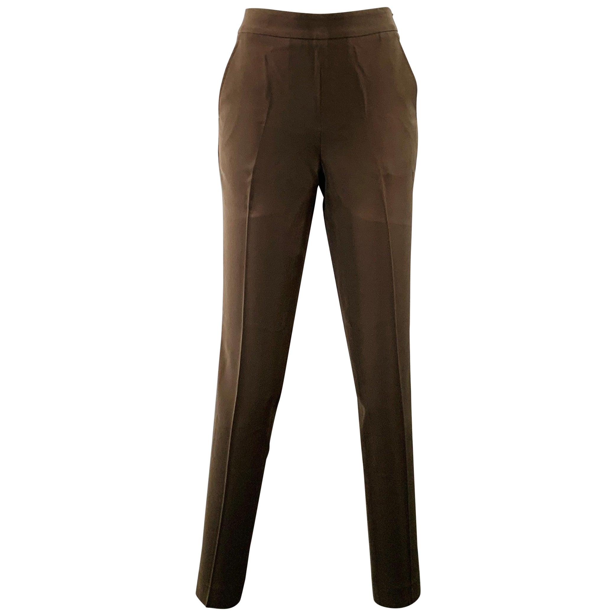 ARMANI COLLEZIONI Size 4 Brown Polyester Tapered Side Zipper Dress Pants