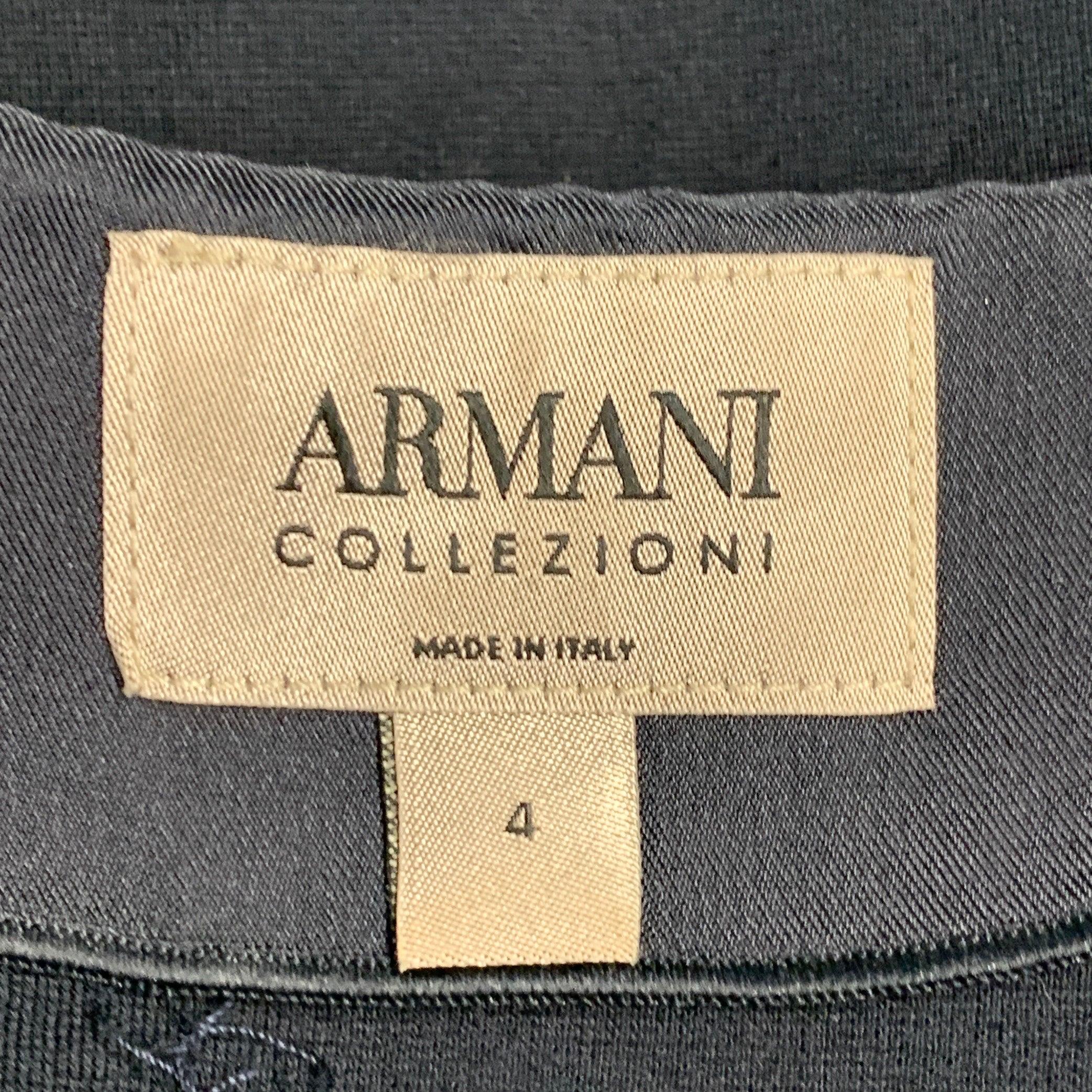 Women's ARMANI COLLEZIONI Size 4 Navy Viscose Blend Pleated Zip Up Dress For Sale