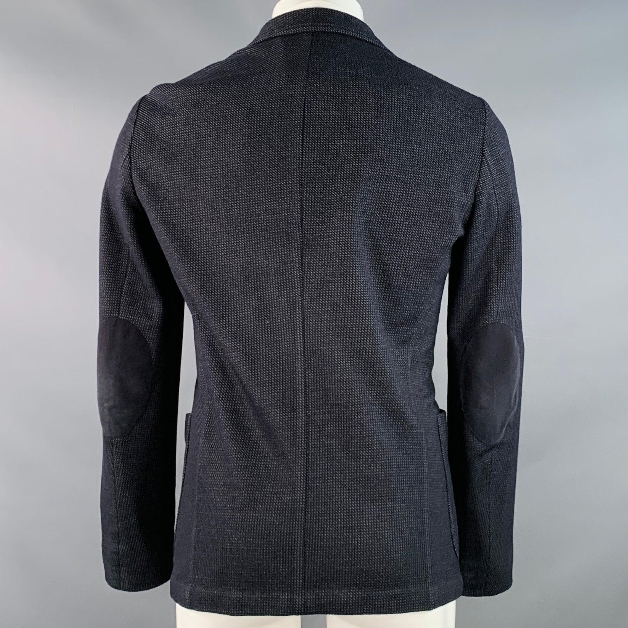 Men's ARMANI COLLEZIONI Size 40 Black Blue Textured Wool Blend Sport Coat For Sale