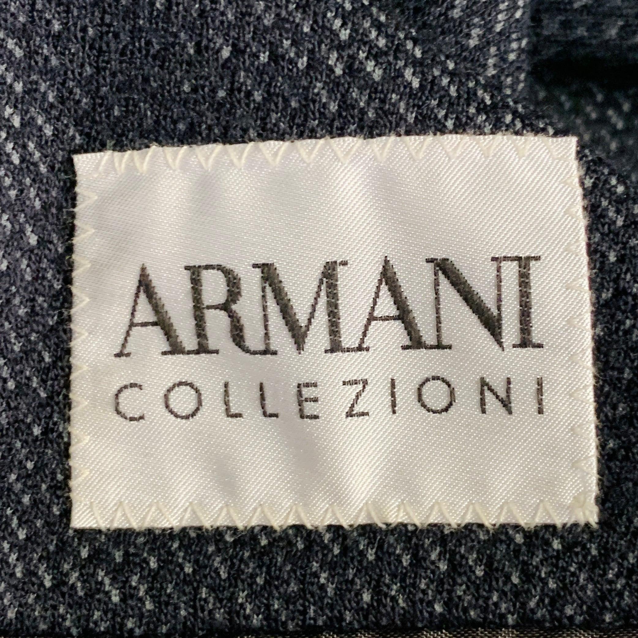 ARMANI COLLEZIONI Size 40 Black Blue Textured Wool Blend Sport Coat For Sale 2