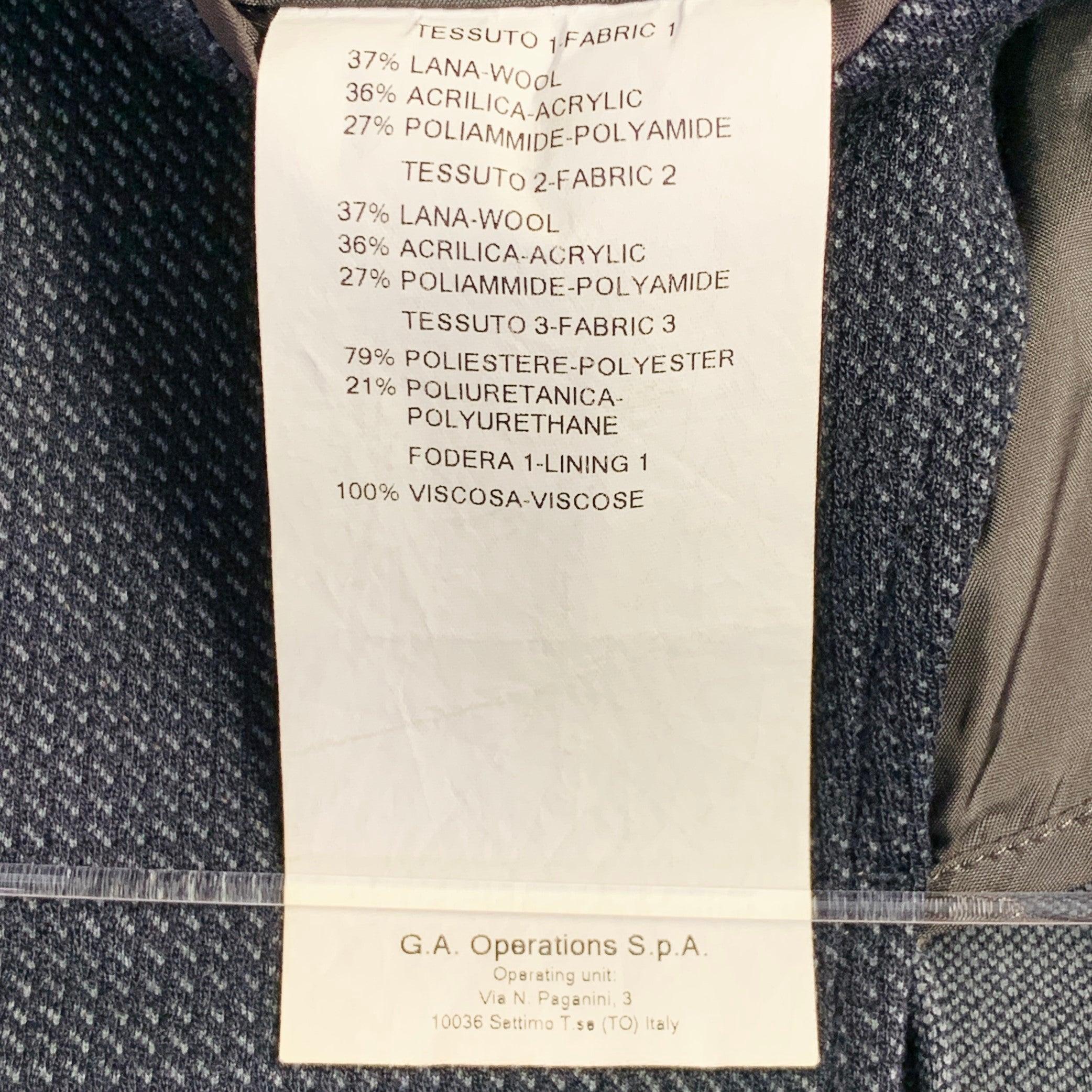 ARMANI COLLEZIONI Size 40 Black Blue Textured Wool Blend Sport Coat For Sale 3