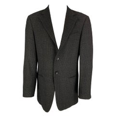 Armani Collezioni Taille 40 Manteau de sport en laine à carreaux noir et anthracite