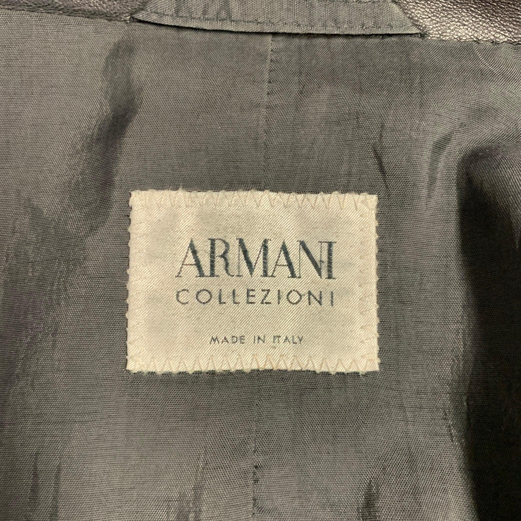 ARMANI COLLEZIONI Size 40 Black Lambskin Leather Single Breasted Jacket 1
