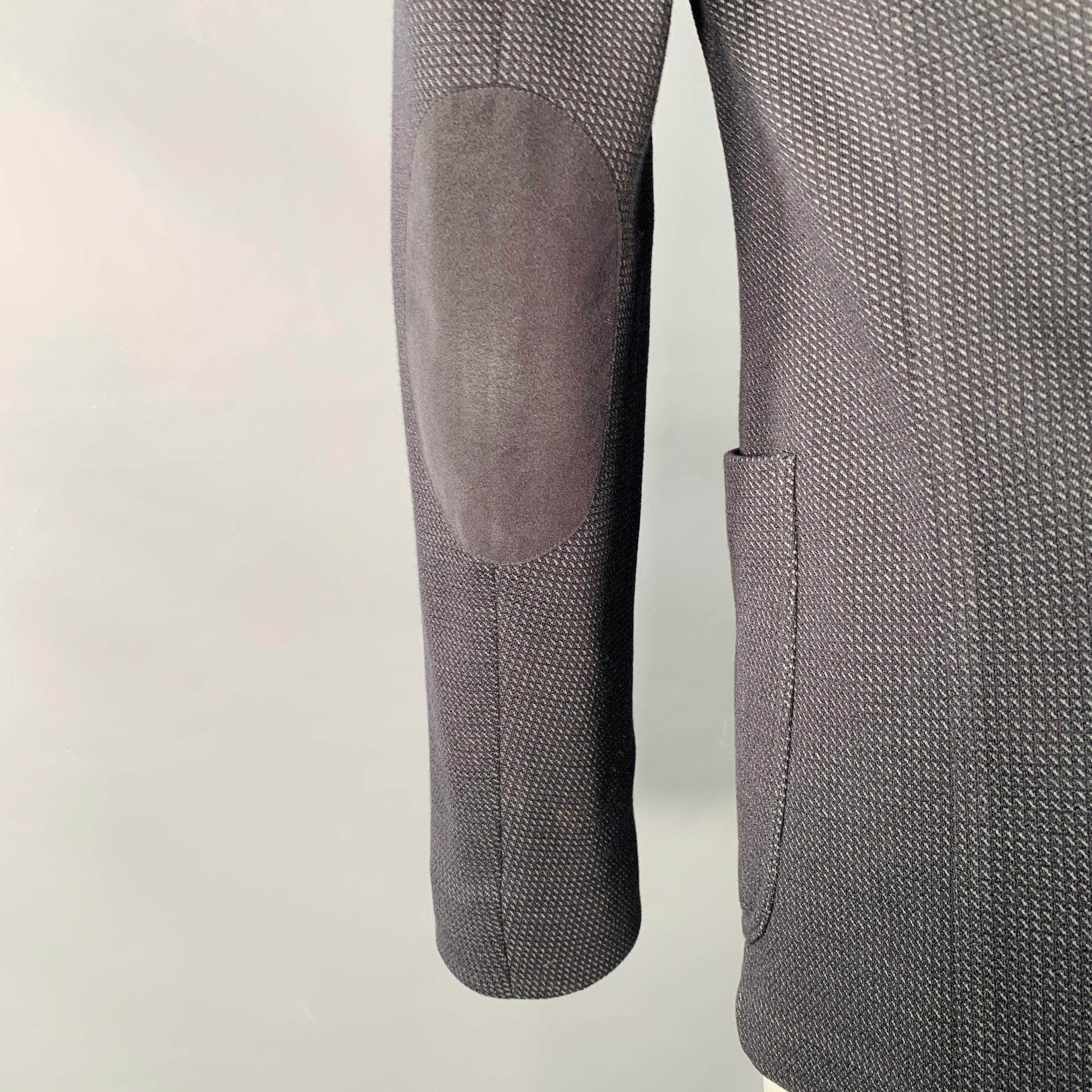 Armani Collezioni Taille 40 Manteau de sport en laine mélangée texturée noir et marine Pour hommes en vente
