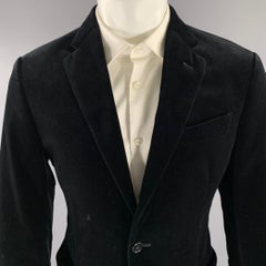 ARMANI COLLEZIONI Size 40 Black Velvet Cotton Elastane Sport Coat