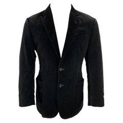 ARMANI COLLEZIONI Size 40 Black Velvet Cotton Elastane Sport Coat