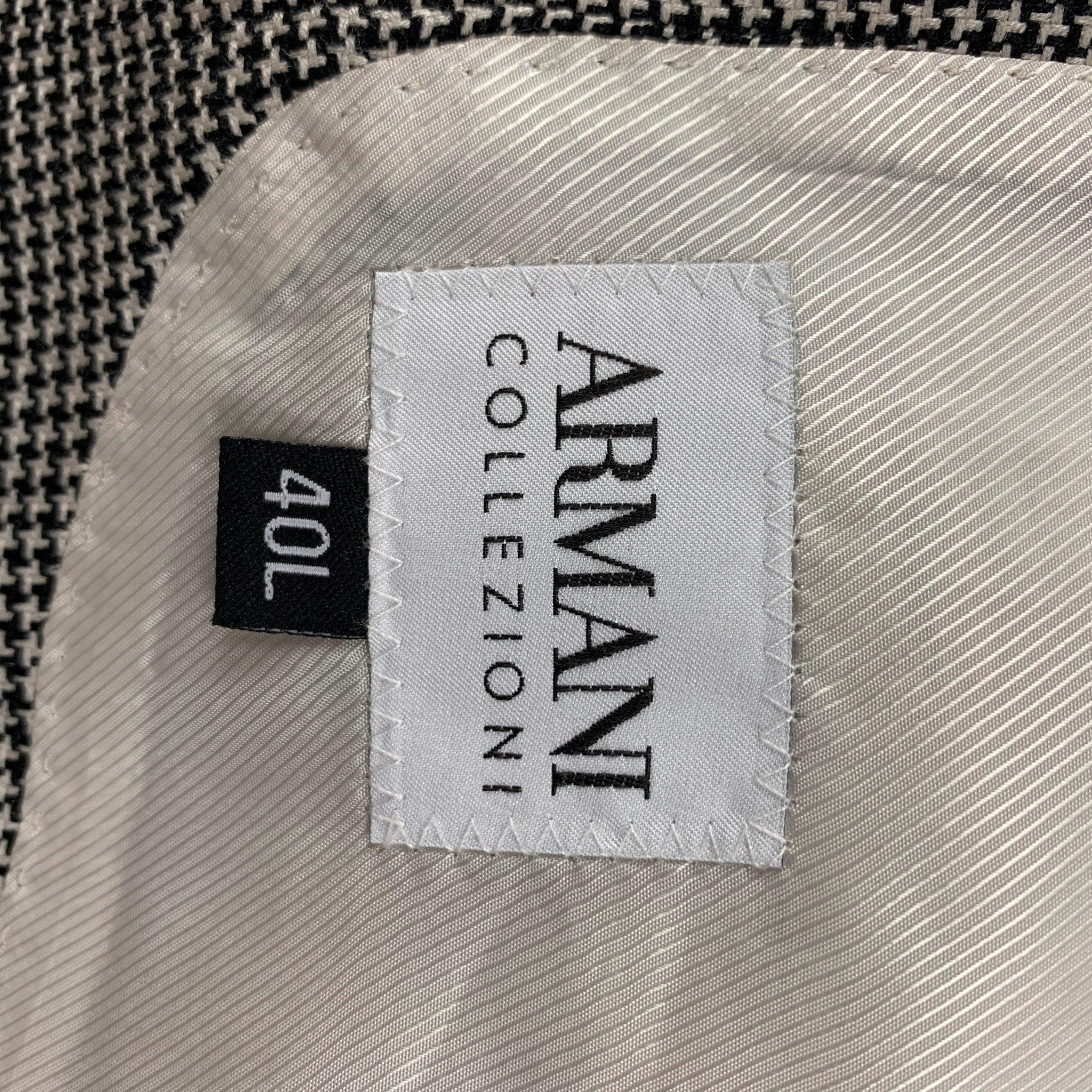 ARMANI COLLEZIONI Size 40 Black White Houndstooth Sport Coat For Sale 1