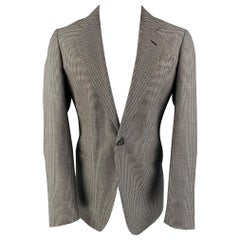 ARMANI COLLEZIONI Talla 40 Negro Blanco Pata de gallo Abrigo deportivo
