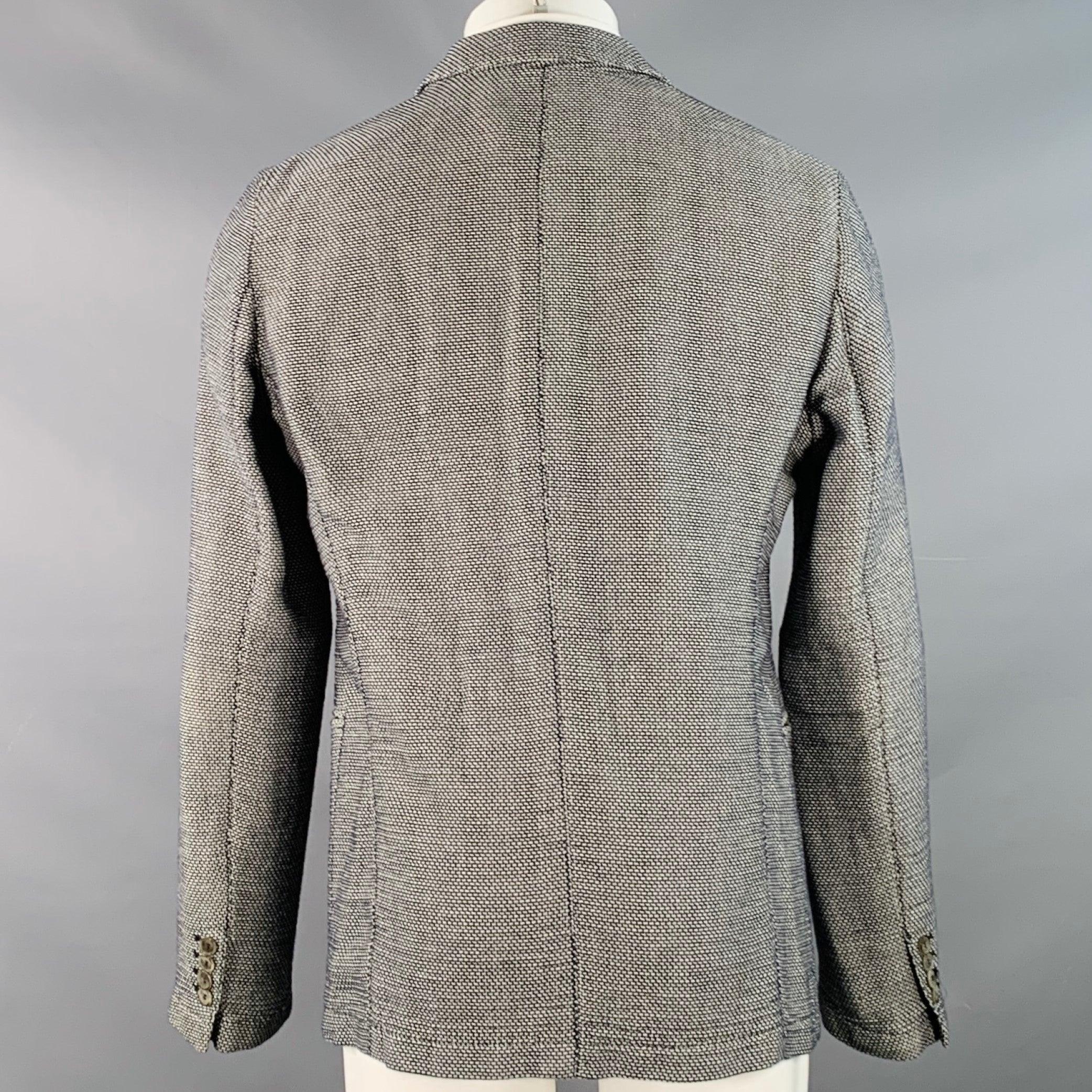 Men's ARMANI COLLEZIONI Size 40 Black White Textured Polyester Blend Sport Coat For Sale