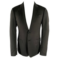 ARMANI COLLEZIONI Talla 40 Abrigo negro de lana con solapa de muesca