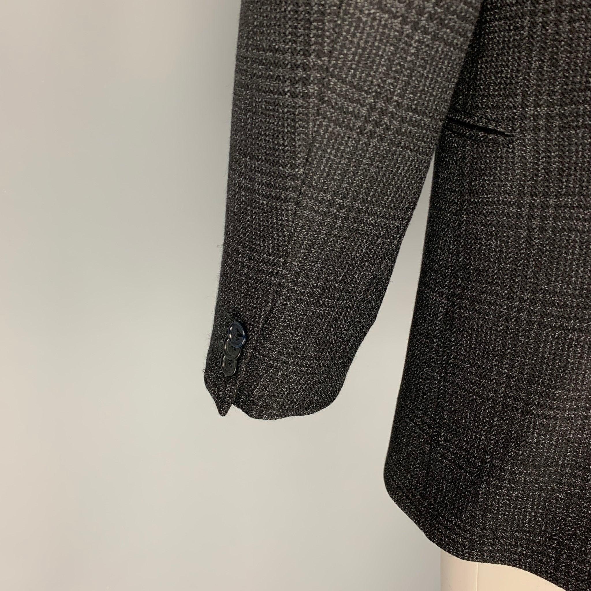 Men's ARMANI COLLEZIONI Size 40 Charcoal Black Plaid Wool Sport Coat For Sale