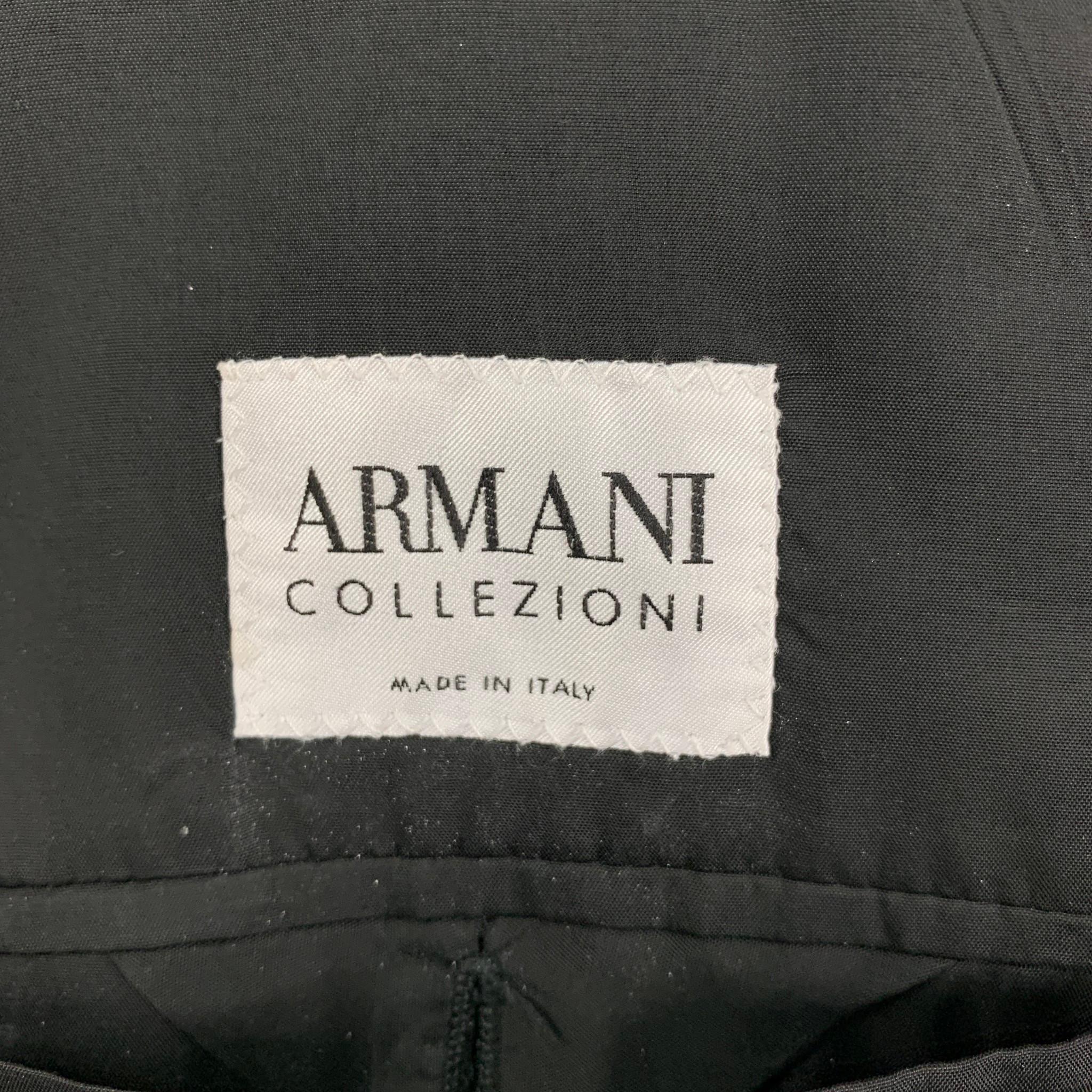 Men's ARMANI COLLEZIONI Size 40 Charcoal Black Plaid Wool Sport Coat