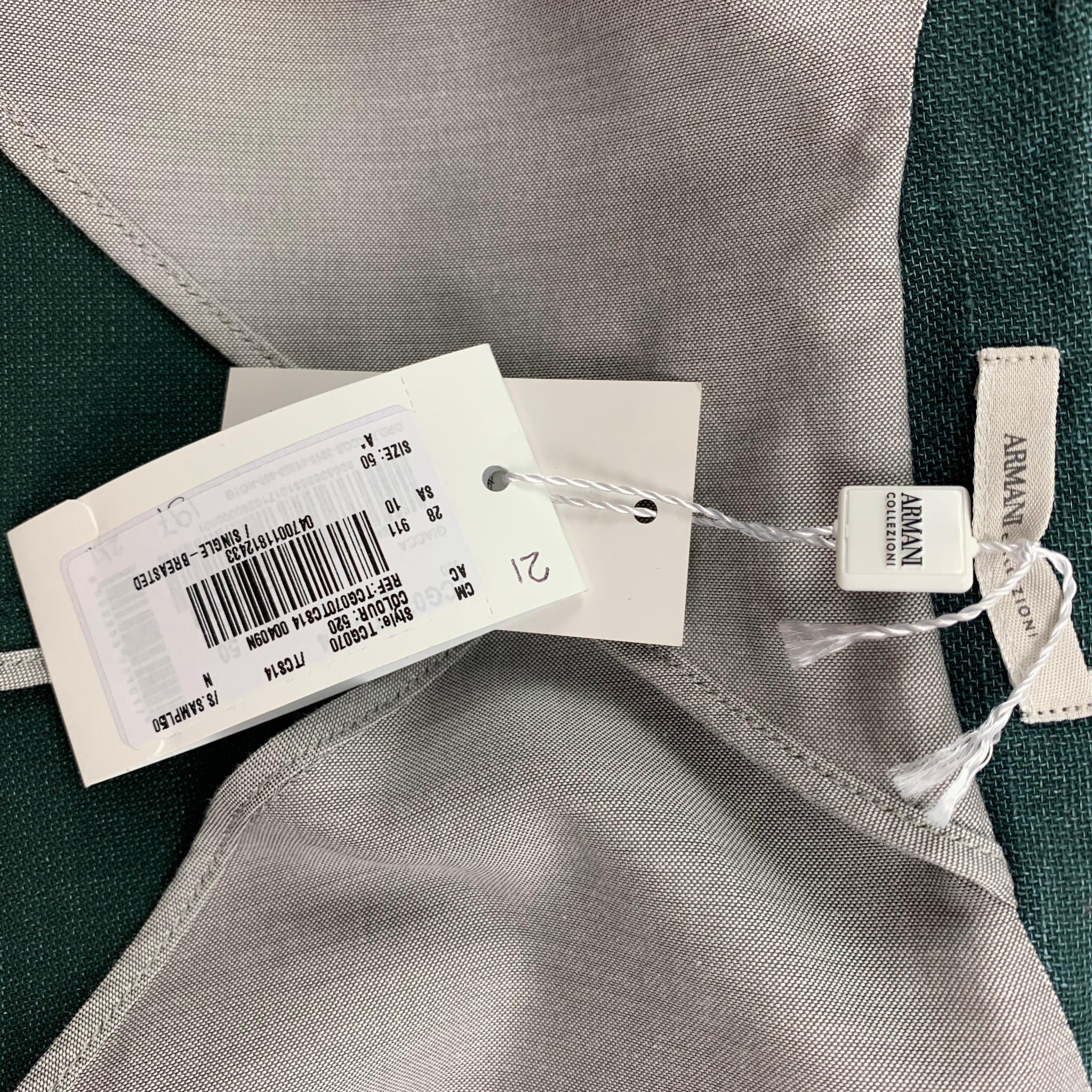 Men's ARMANI COLLEZIONI Size 40 Green Cotton / Linen Notch Lapel Sport Coat