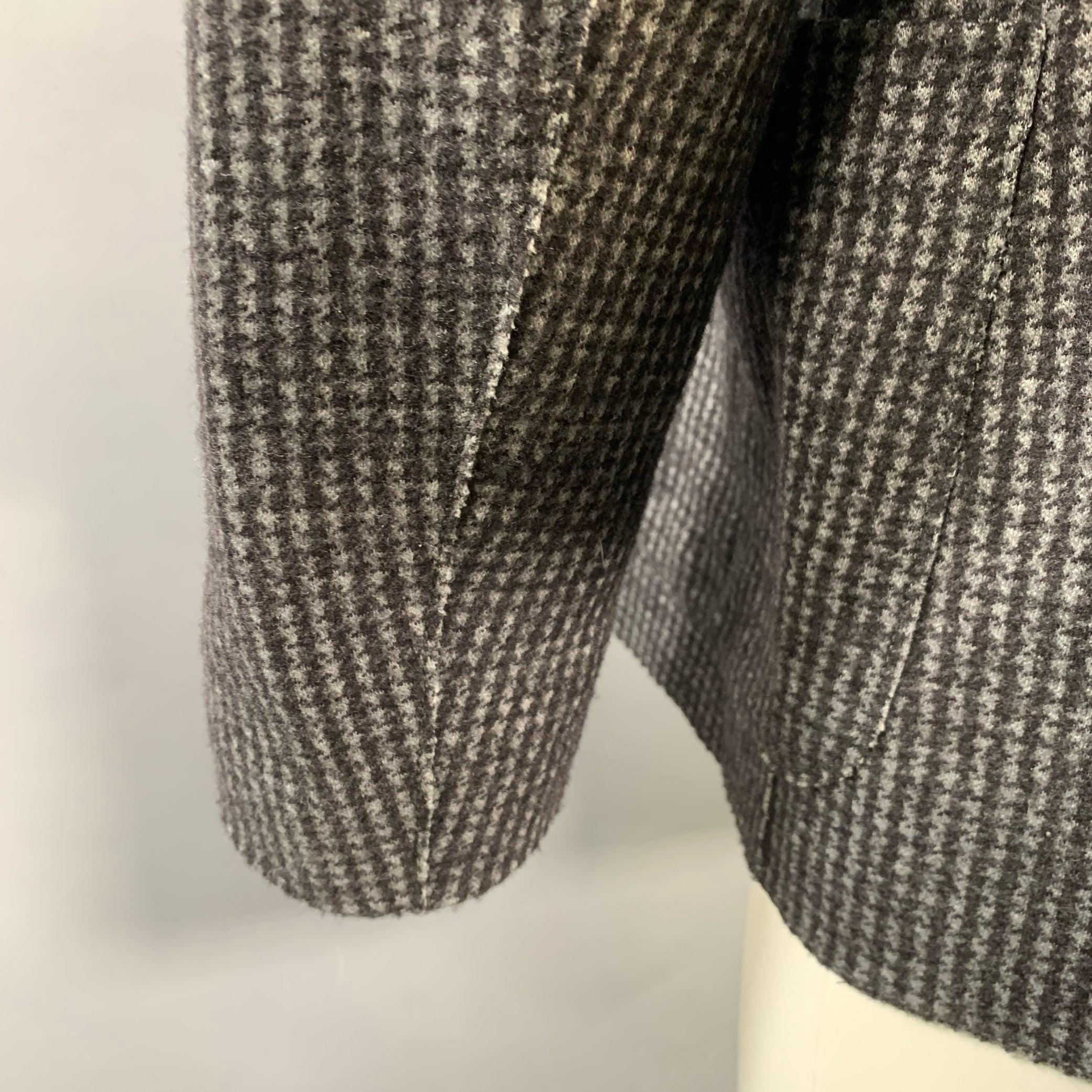 Men's ARMANI COLLEZIONI Size 40 Grey Charcoal Checkered Wool Blend Sport Coat For Sale