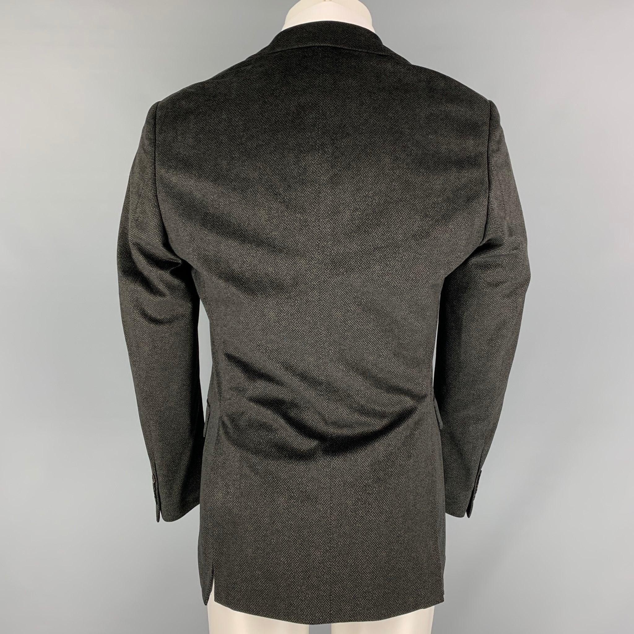 ARMANI COLLEZIONI Size 40 Regular Charcoal Black Heather Sport Coat In Good Condition For Sale In San Francisco, CA