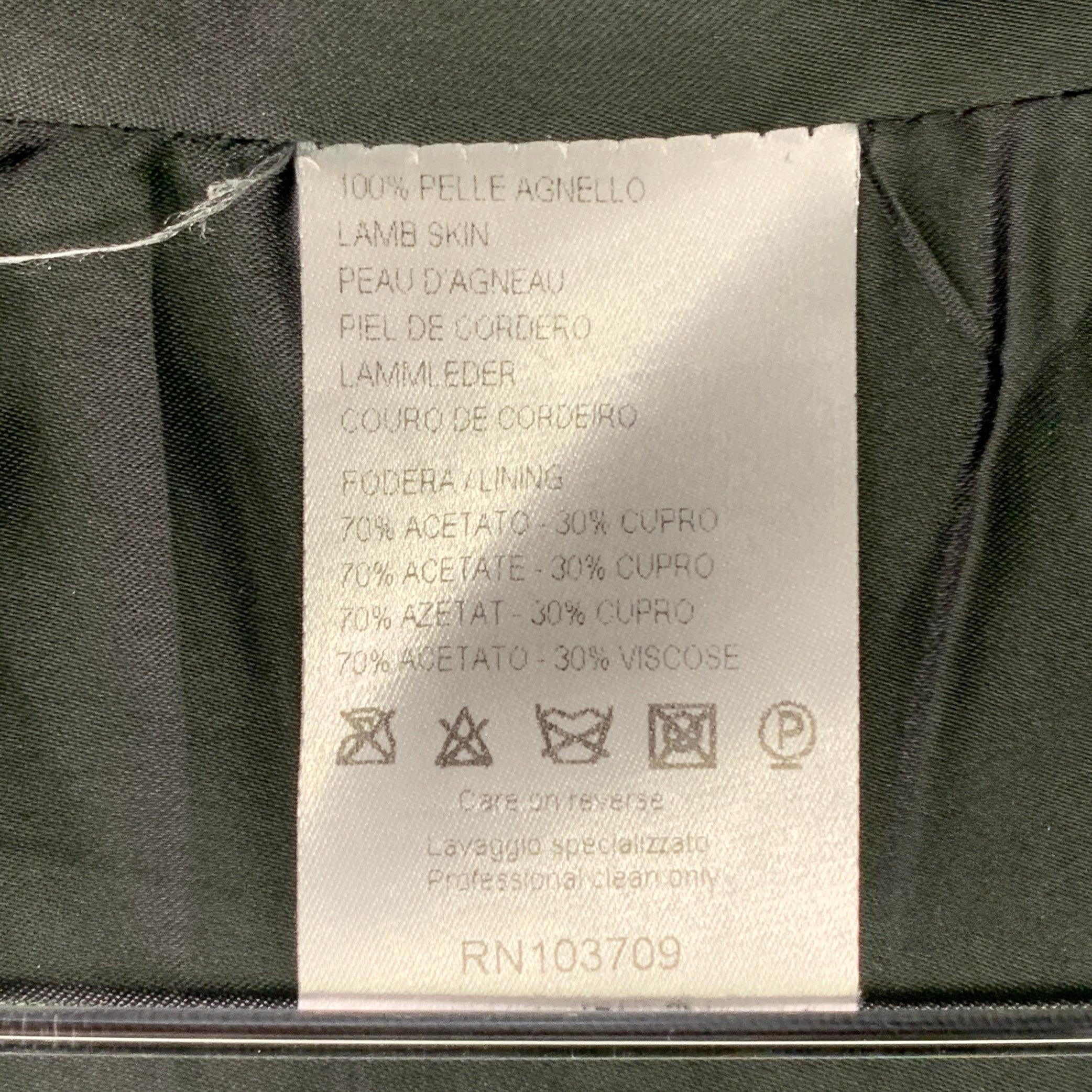 ARMANI COLLEZIONI Size 42 Black Lambskin Leather Single Breasted Notch Lapel Jacket For Sale 4