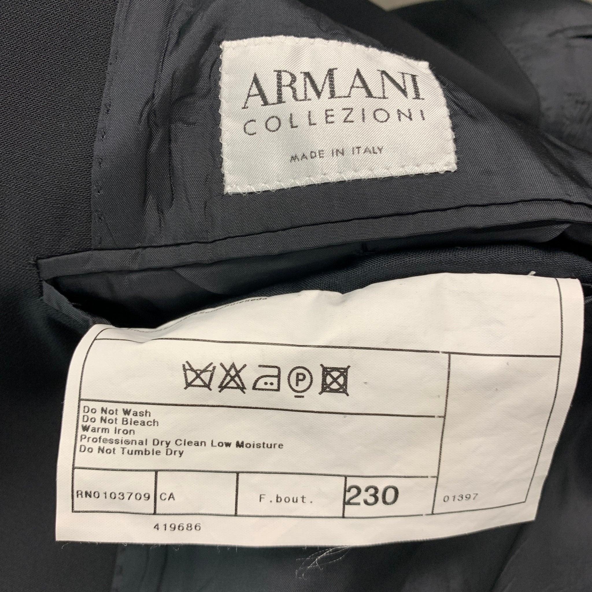 Men's ARMANI COLLEZIONI Size 42 Black Solid Wool Shawl Collar Sport Coat For Sale