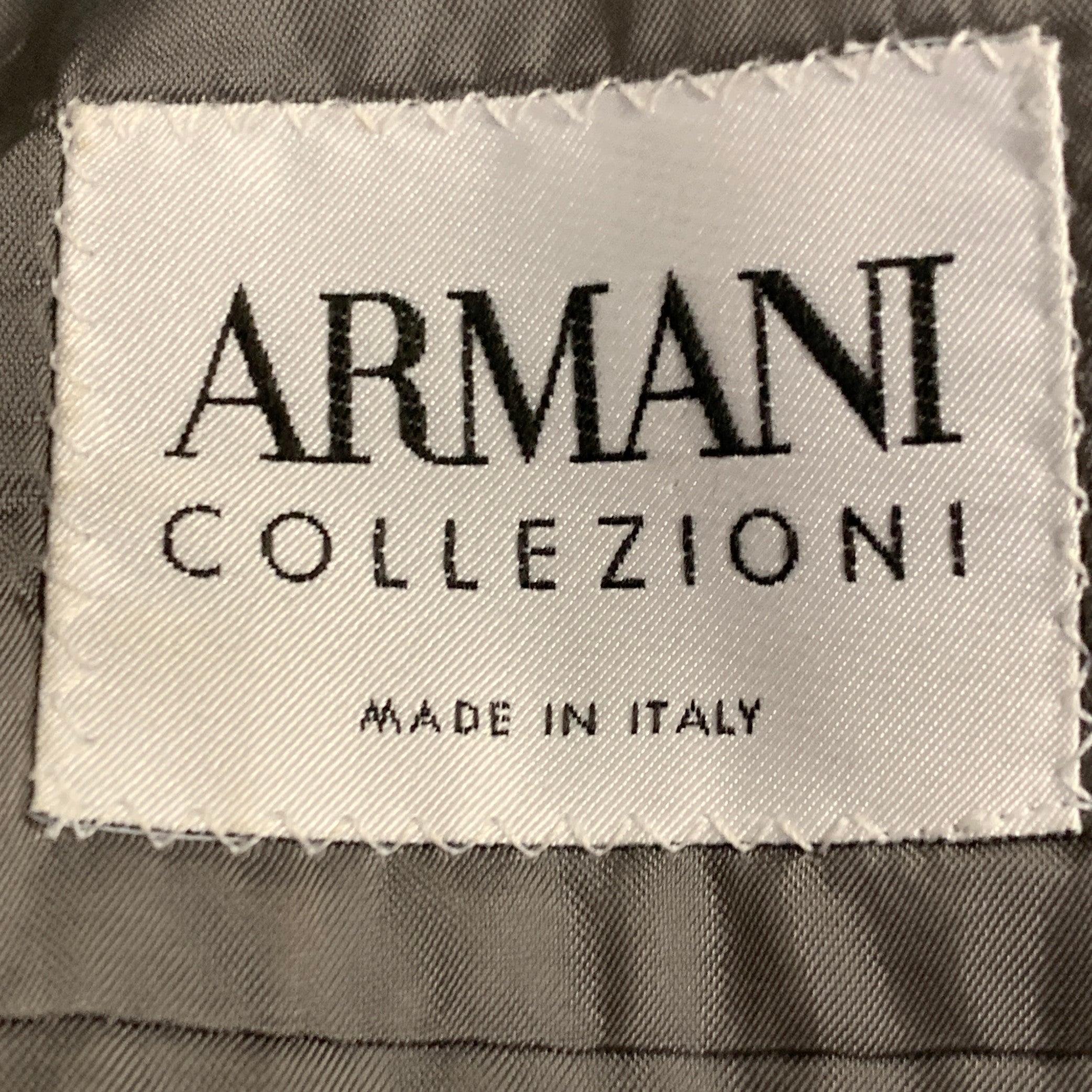 ARMANI COLLEZIONI Größe 42 Schwarz Weiß Glenplaid Wollmischung Sportmantel im Angebot 1