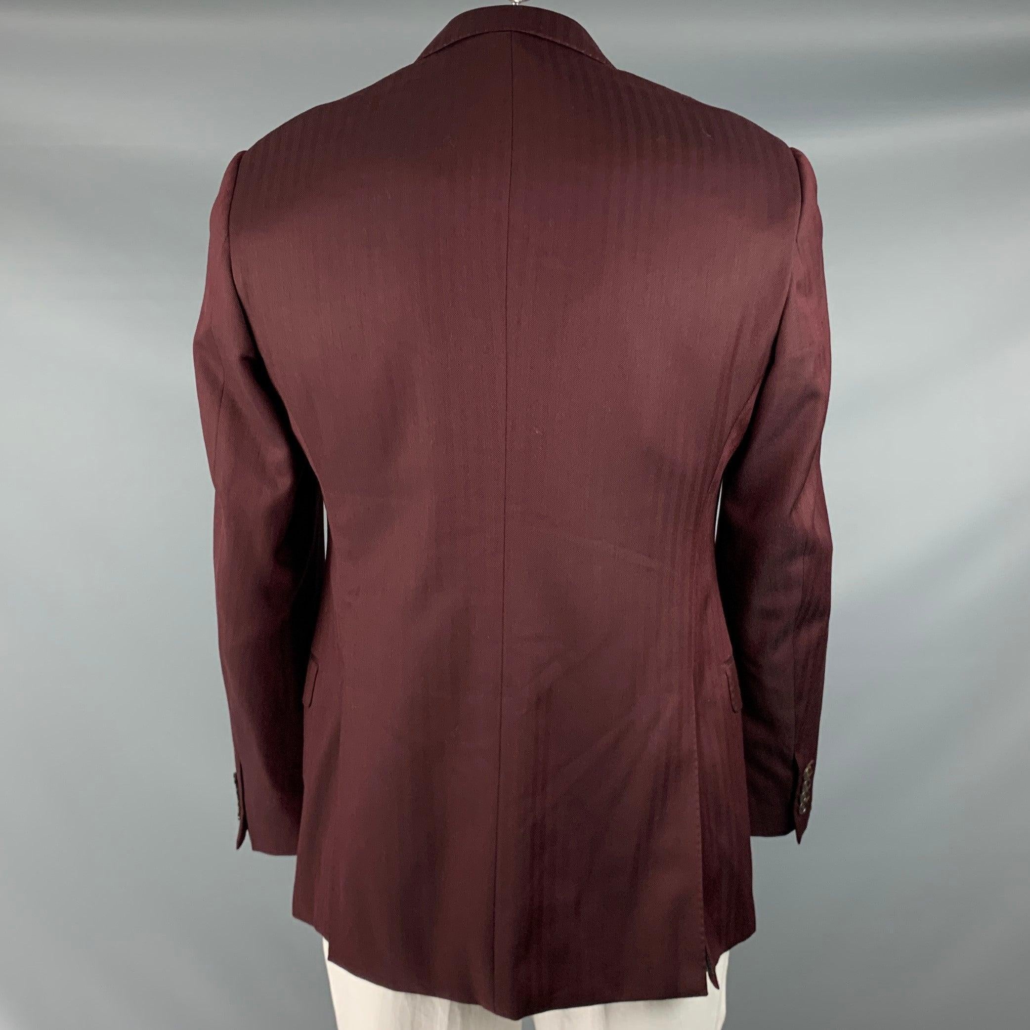 ARMANI COLLEZIONI Taglia 42 Cappotto sportivo in lana a spina di pesce bordeaux In condizioni ottime in vendita a San Francisco, CA