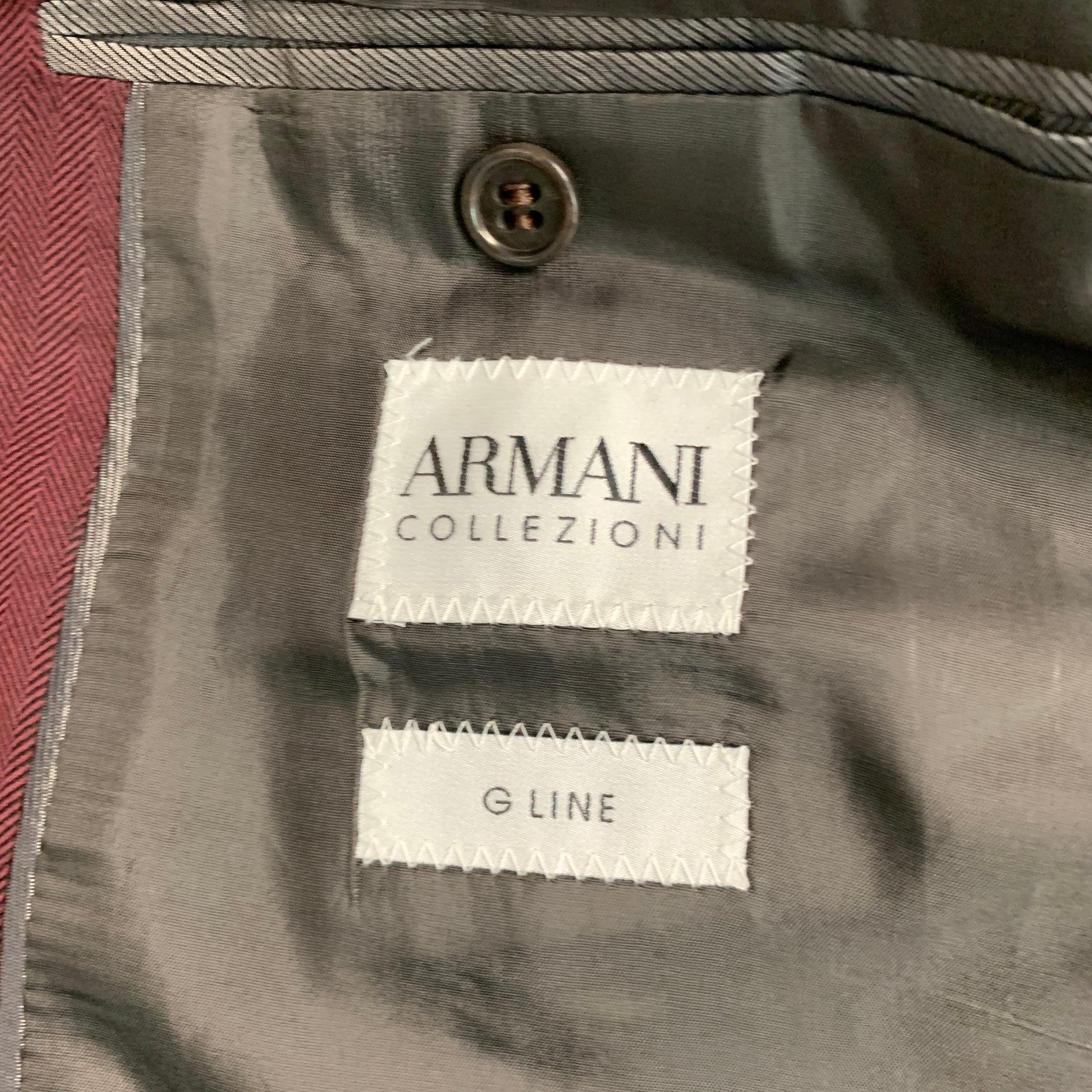 ARMANI COLLEZIONI Taglia 42 Cappotto sportivo in lana a spina di pesce bordeaux in vendita 2