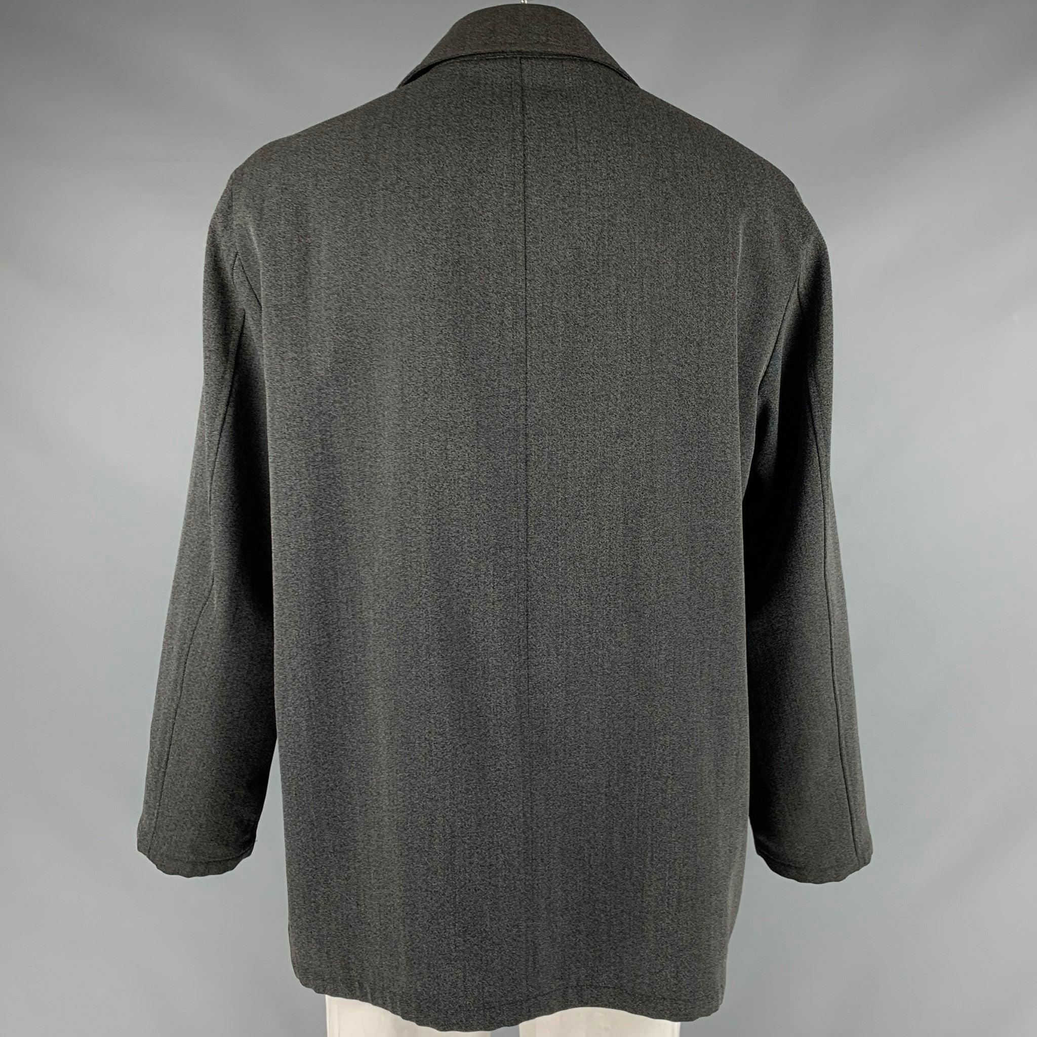 ARMANI COLLEZIONI Size 42 Grey Black Nailhead Wool Cotton Coat In Good Condition For Sale In San Francisco, CA