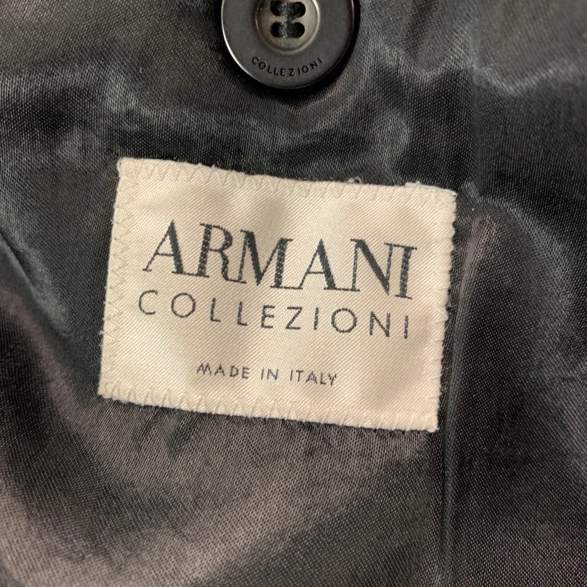 ARMANI COLLEZIONI Size 42 Grey Black Nailhead Wool Cotton Coat For Sale 2