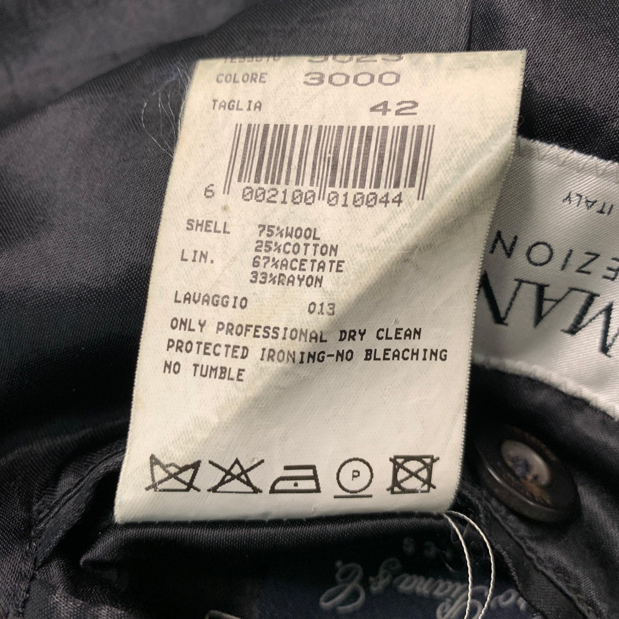 ARMANI COLLEZIONI Size 42 Grey Black Nailhead Wool Cotton Coat For Sale 4