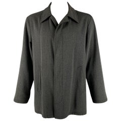 ARMANI COLLEZIONI Taglia 42 Grigio Nero Chiodo Cappotto in Lana e Cotone