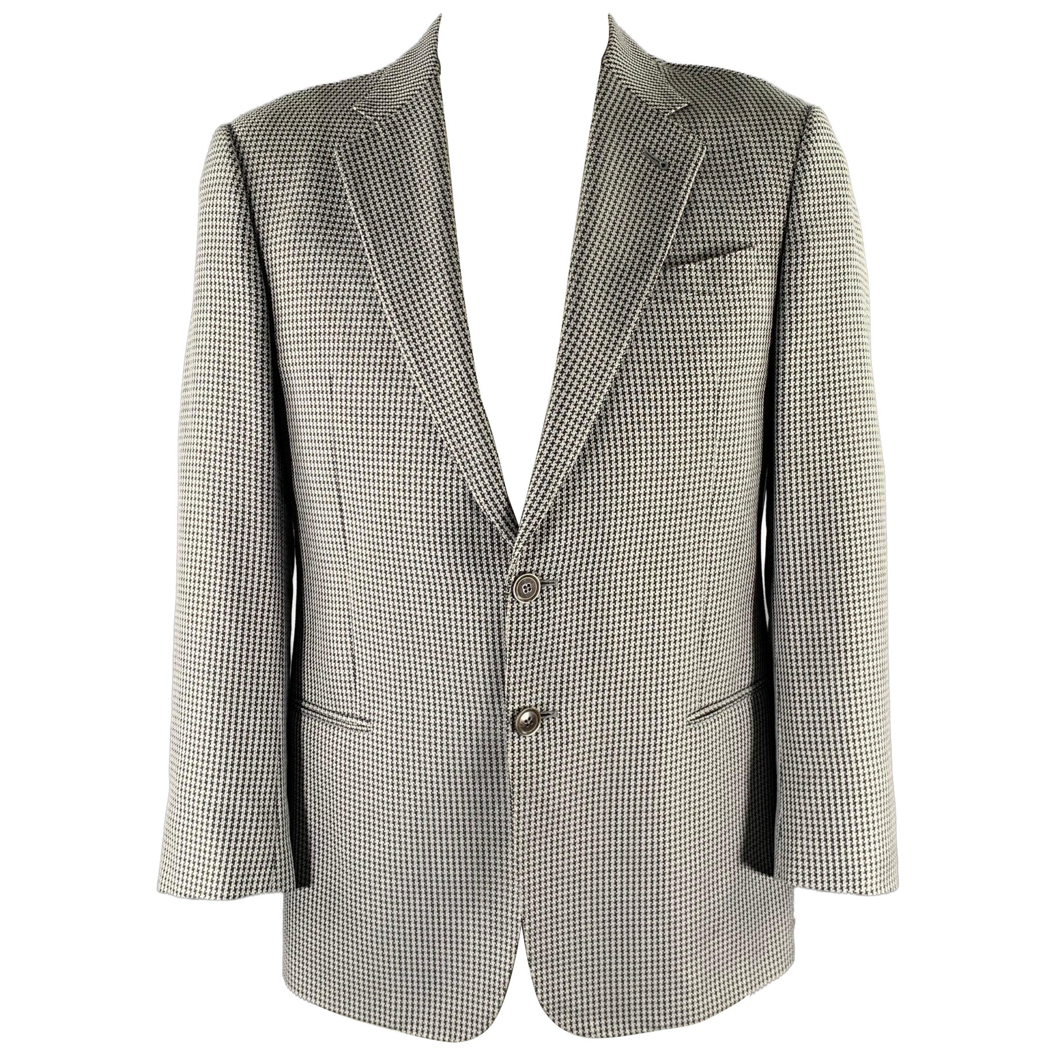 ARMANI COLLEZIONI Size 42 Grey Houndstooth Wool Blend Sport Coat