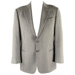 ARMANI COLLEZIONI Size 42 Grey Houndstooth Wool Blend Sport Coat