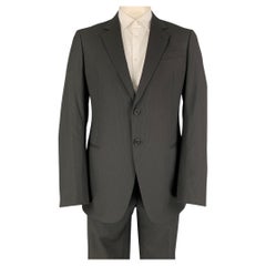 Used ARMANI COLLEZIONI Size 42 Long Black Pinstripe Wool Notch Lapel Suit