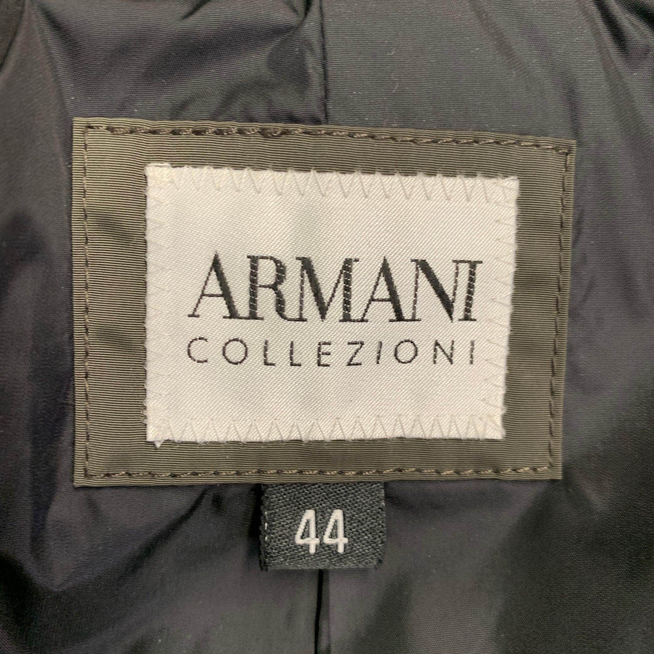 De los hombres ARMANI COLLEZIONI Talla 44 Verde Oliva Poliéster Chaqueta Bolsillos Abotonados en venta